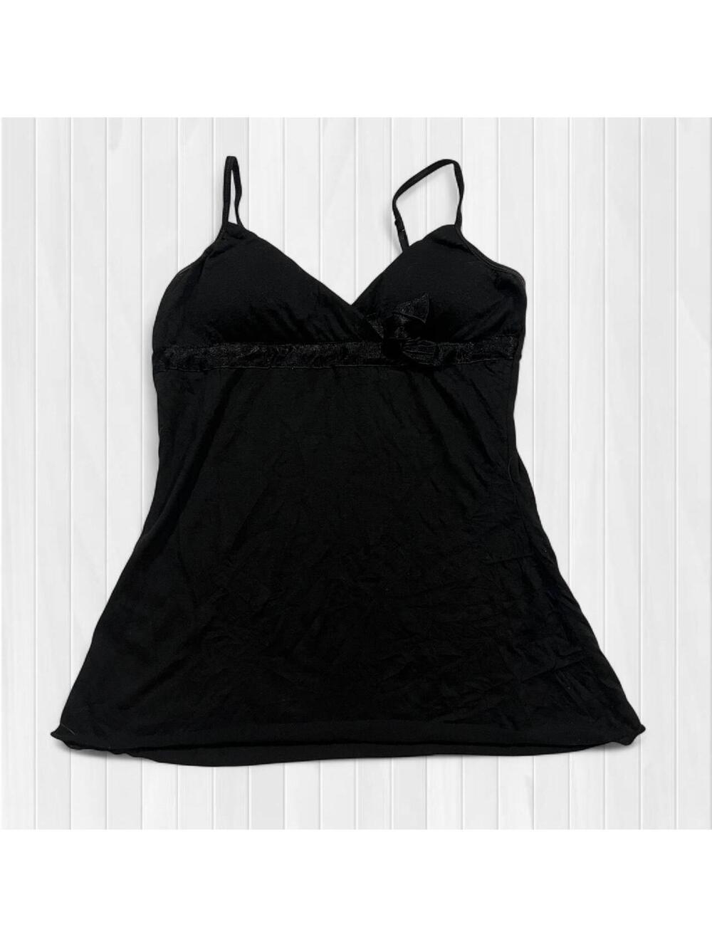 Vintage fairy Charlotte Russe Y2K Black Babydoll Cami with Bow Empire Waist